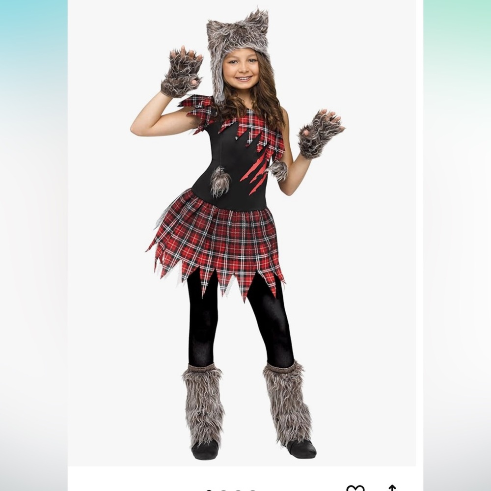 Plaid Werewolf Costume for Kids with Faux Fur